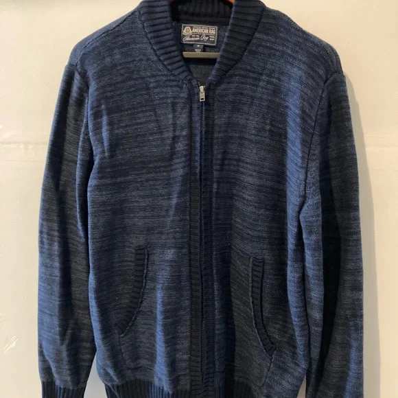 NWOT!! COTTON American Rag Men's Dark Blue Zip-Up Cardigan Sweater/ Jacket - Picture 2 of 4
